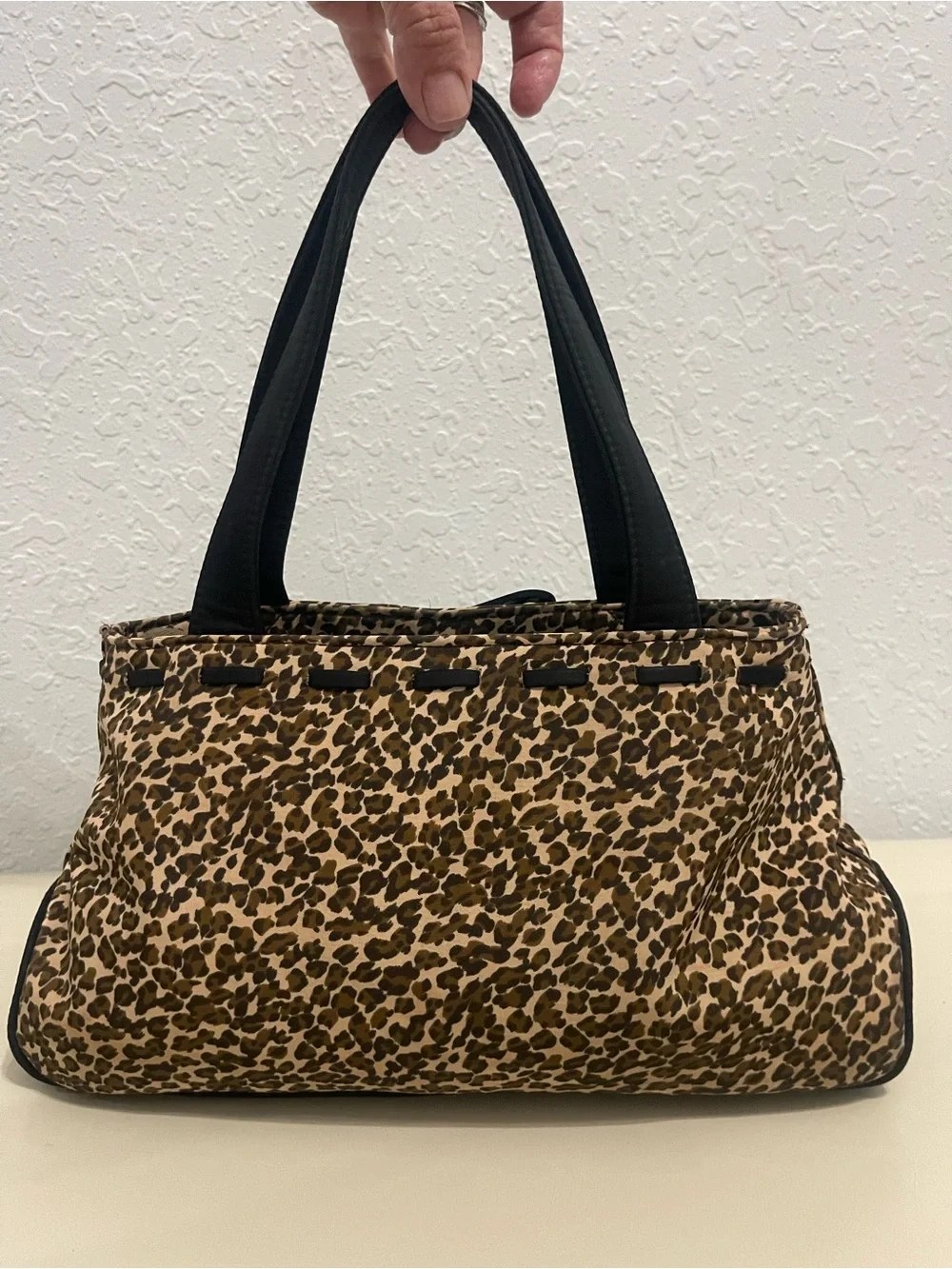 Liz Claiborne Leopard Print Shoulder Bag with Black Handles